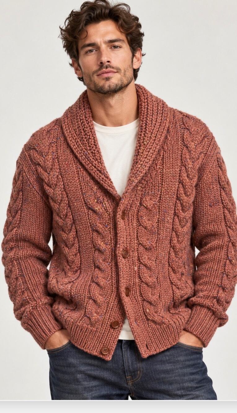 Propaganda Agency Chunky Cable Sweater Cardigan L Professor Kurt Cobain wool